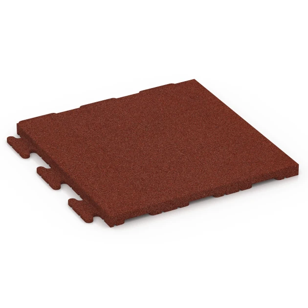 Fitnessvloertegel Classic von WARCO im Farbdesign Baksteenrood mit den Abmessungen 50 x 50 x 3 cm | 0,25 m². Produktfoto von Artikel 6976 in der Aufsicht von schräg vorne.