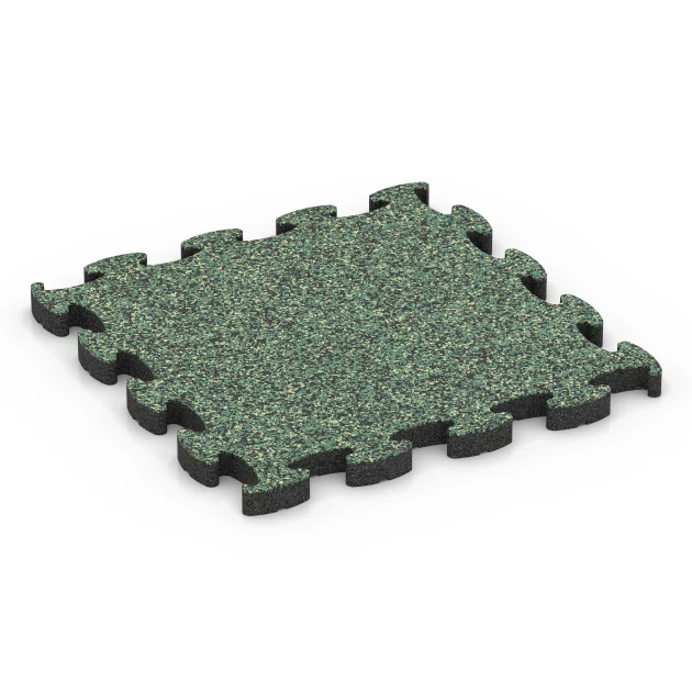 Valdempende puzzeltegel von WARCO im Farbdesign Engels gazon mit den Abmessungen 46 x 46 × 2,8 cm. Produktfoto von Artikel 6933 in der Aufsicht von schräg vorne.