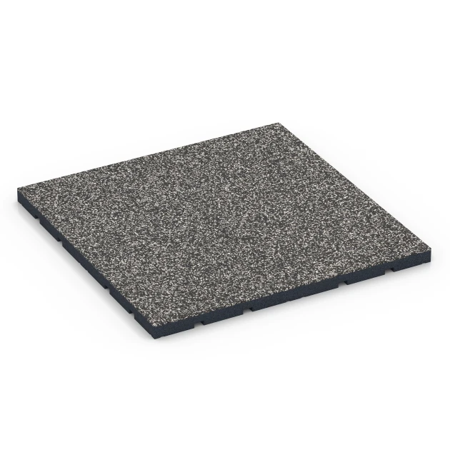 Fitnessvloer voor buiten von WARCO im Farbdesign Donkergrijs graniet mit den Abmessungen 60 x 60 x 3 cm | 0,36 m². Produktfoto von Artikel 7132 in der Aufsicht von schräg vorne.