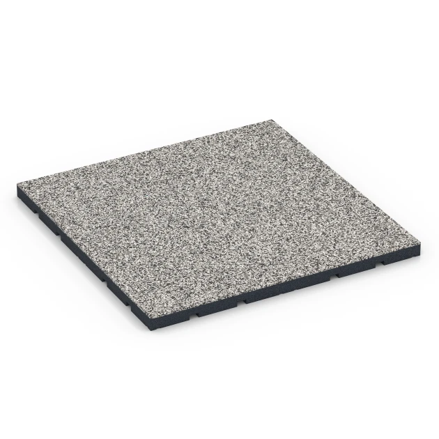 Fitnessvloer voor buiten von WARCO im Farbdesign Grijs graniet mit den Abmessungen 60 x 60 x 3 cm | 0,36 m². Produktfoto von Artikel 7133 in der Aufsicht von schräg vorne.