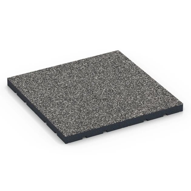 Fitnessvloer voor buiten von WARCO im Farbdesign Donkergrijs graniet mit den Abmessungen 60 x 60 x 4 cm | 0,36 m². Produktfoto von Artikel 7141 in der Aufsicht von schräg vorne.