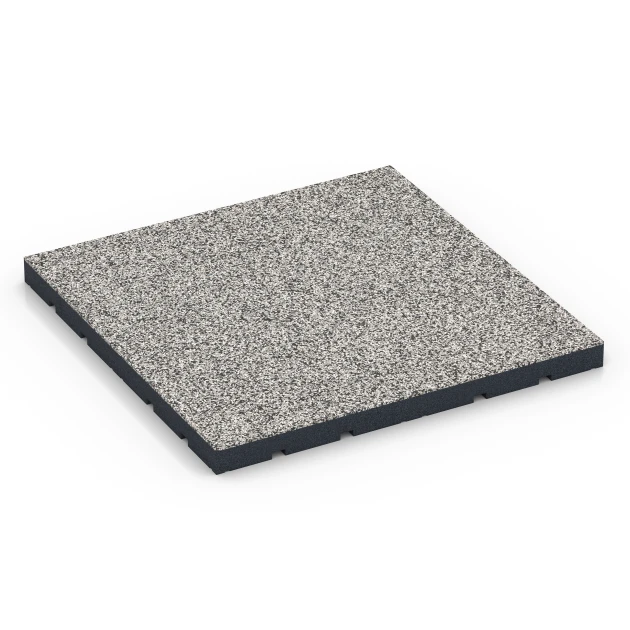 Fitnessvloer voor buiten von WARCO im Farbdesign Grijs graniet mit den Abmessungen 60 x 60 x 4 cm | 0,36 m². Produktfoto von Artikel 7142 in der Aufsicht von schräg vorne.