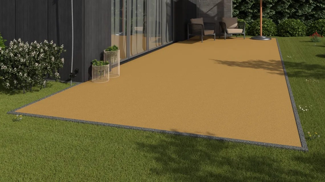 Beispielhafte Verlegung für den Artikel 5998 von WARCO - Balkon-kliktegel, Farbton Citroengeel in der Abmessung 306 x 306 x 20 mm.