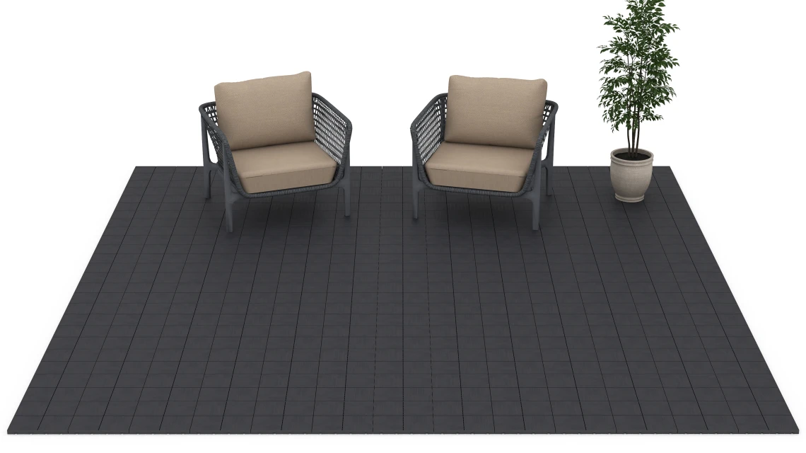 Beispielhafte Verlegung für den Artikel 6347 von WARCO - Mozaïek – Vlondertegel, Farbton Leisteen in der Abmessung 30 x 30 x 2 cm.