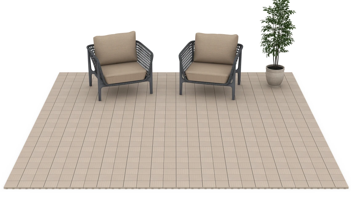 Beispielhafte Verlegung für den Artikel 6351 von WARCO - Mozaïek – Vlondertegel, Farbton Vanille in der Abmessung 30 x 30 x 2 cm.