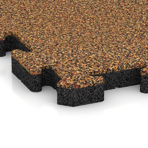 Detailaufnahme der Randausprägung von WARCO-Produkt 4121, Rubber sportvloer, Format 50 x 50 x 4 cm | 0,25 m², Farbe Terracotta.