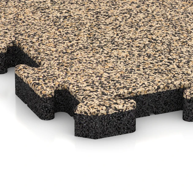 Detailaufnahme der Randausprägung von WARCO-Produkt 4009, Hondenvloertegel, Format 50 x 50 x 4 cm | 0,25 m², Farbe Travertin.