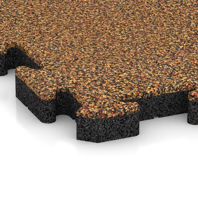 Detailaufnahme der Randausprägung von WARCO-Produkt 3382, Speelplaats vloeren, Format 1000 x 1000 x 40 mm, Farbe Terra Cotta.