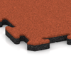 Detailaufnahme der Randausprägung von WARCO-Produkt 5308, Buiten vlondertegel, Format 500 x 500 x 30 mm, Farbe Felrood-Oranje.