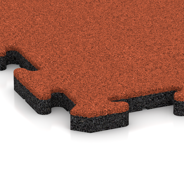 Detailaufnahme der Randausprägung von WARCO-Produkt 5308, Buiten vlondertegel, Format 500 x 500 x 30 mm, Farbe Felrood-Oranje.