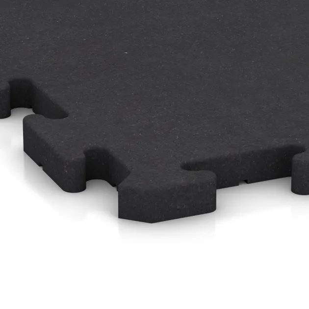 Detailaufnahme der Randausprägung von WARCO-Produkt 2612, Fitnessvloer Studio, Format 500 x 500 x 30 mm, Farbe Anthraciet.