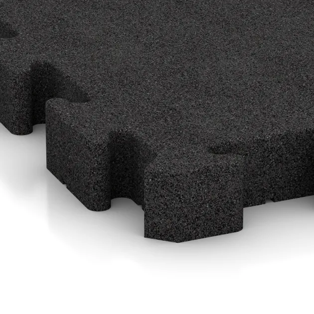 Detailaufnahme der Randausprägung von WARCO-Produkt 3186, Rubberen straattegels, Format 500 x 500 x 60 mm, Farbe Anthraciet.