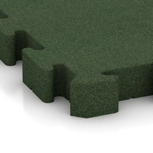 Detailaufnahme der Randausprägung von WARCO-Produkt 3188, Rubberen straattegels, Format 500 x 500 x 60 mm, Farbe Grasgroen.