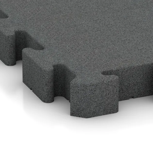 Detailaufnahme der Randausprägung von WARCO-Produkt 3189, Rubberen straattegels, Format 500 x 500 x 60 mm, Farbe Leigrijs.
