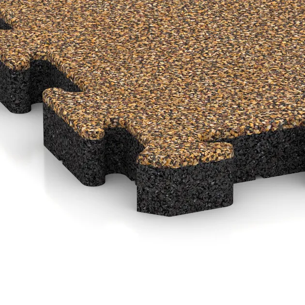 Detailaufnahme der Randausprägung von WARCO-Produkt 3069, Rubberen straattegels, Format 500 x 500 x 50 mm, Farbe Rattan Lounge.