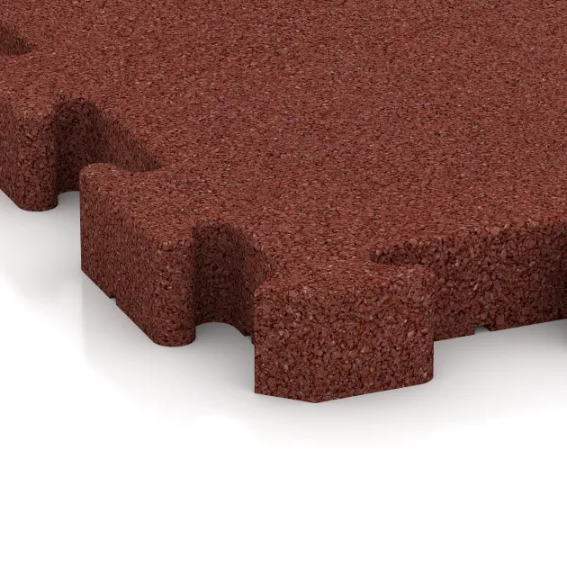 Detailaufnahme der Randausprägung von WARCO-Produkt 3145, Rubberen straattegels, Format 500 x 500 x 50 mm, Farbe Baksteenrood.