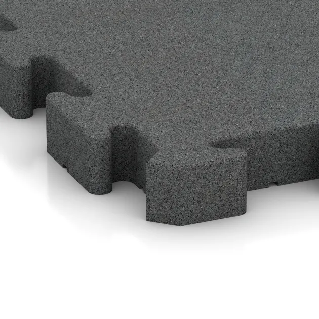 Detailaufnahme der Randausprägung von WARCO-Produkt 3147, Rubberen straattegels, Format 500 x 500 x 50 mm, Farbe Leigrijs.