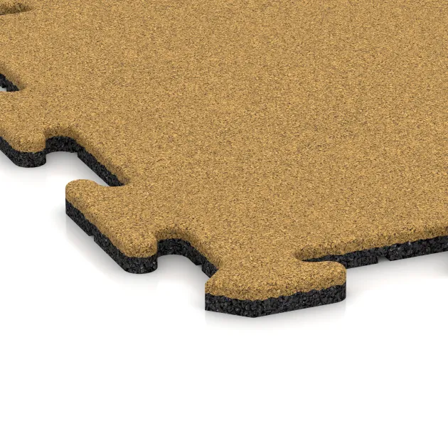Detailaufnahme der Randausprägung von WARCO-Produkt 6204, Fitnessvloer Mat 18 mm, Format 500 x 500 x 18 mm, Farbe Citroengeel.