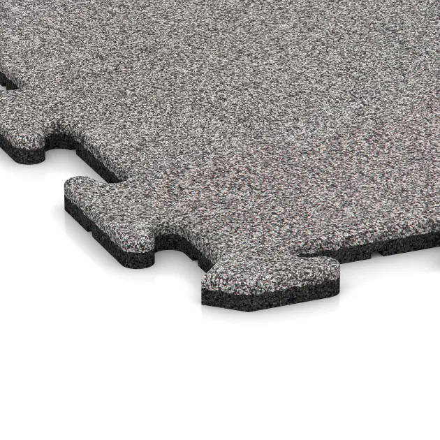 Detailaufnahme der Randausprägung von WARCO-Produkt 4600, Zwembadrandtegel, Format 1000 x 1000 x 18 mm, Farbe Grijs Melange.