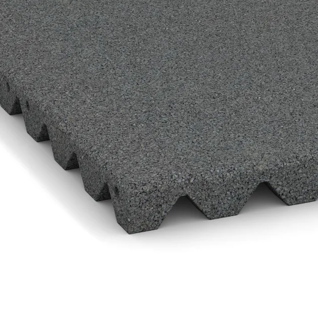 Detailaufnahme der Randausprägung von WARCO-Produkt 3986, Hondenligmat, Format 500 x 500 x 40 mm, Farbe Leigrijs.