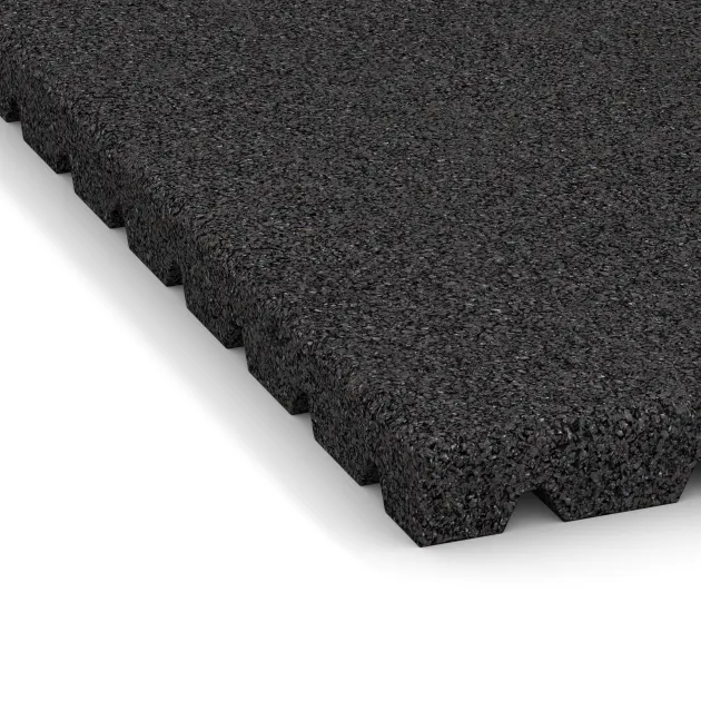 Detailaufnahme der Randausprägung von WARCO-Produkt 0780, Valmat, Format 1000 x 1000 x 40 mm, Farbe Anthraciet.