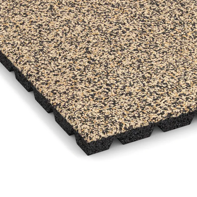 Detailaufnahme der Randausprägung von WARCO-Produkt 5485, Terrastegel 3 cm, Format 500 x 500 x 30 mm, Farbe Travertin.