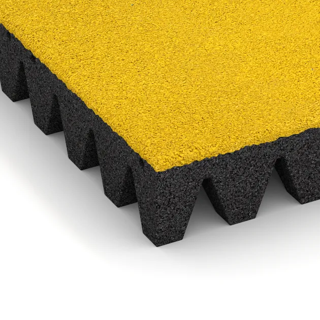 Detailaufnahme der Randausprägung von WARCO-Produkt 0722, Valtegel, Format 500 x 500 x 80 mm, Farbe Citroengeel.