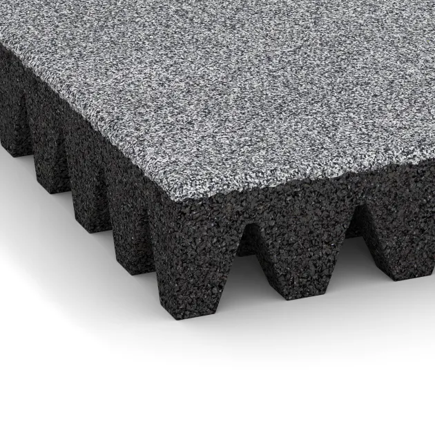 Detailaufnahme der Randausprägung von WARCO-Produkt 5376, Valtegel, Format 500 x 500 x 80 mm, Farbe Grijs Melange.