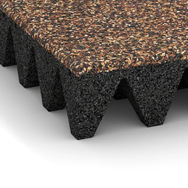 Detailaufnahme der Randausprägung von WARCO-Produkt 3711, Valtegel, Format 500 x 500 x 100 mm, Farbe Schors & Bast.