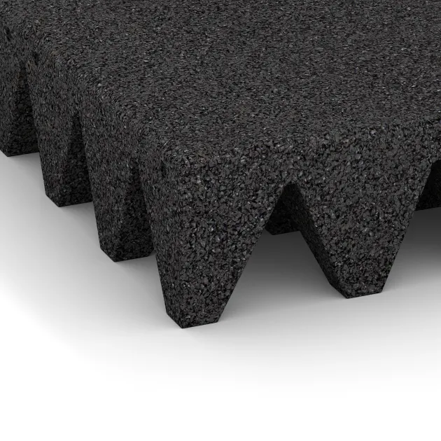 Detailaufnahme der Randausprägung von WARCO-Produkt 3836, Valtegel, Format 500 x 500 x 100 mm, Farbe Zwart.