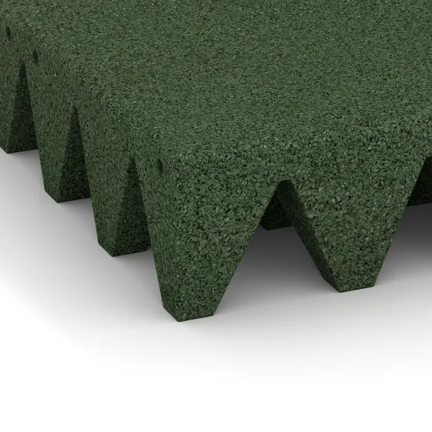 Detailaufnahme der Randausprägung von WARCO-Produkt 0746, Valtegel, Format 500 x 500 x 100 mm, Farbe Grasgroen.