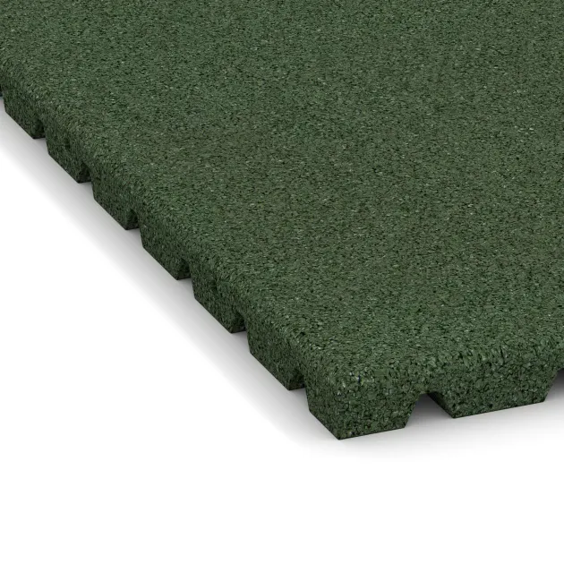 Detailaufnahme der Randausprägung von WARCO-Produkt 5659, Rubberen tegel – 90 cm, Format 1000 x 1000 x 30 mm, Farbe Grasgroen.