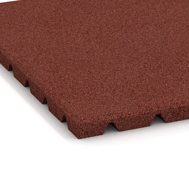 Detailaufnahme der Randausprägung von WARCO-Produkt 3966, Hondenligmat, Format 50 × 50 × 2,5 cm, Farbe Baksteenrood.