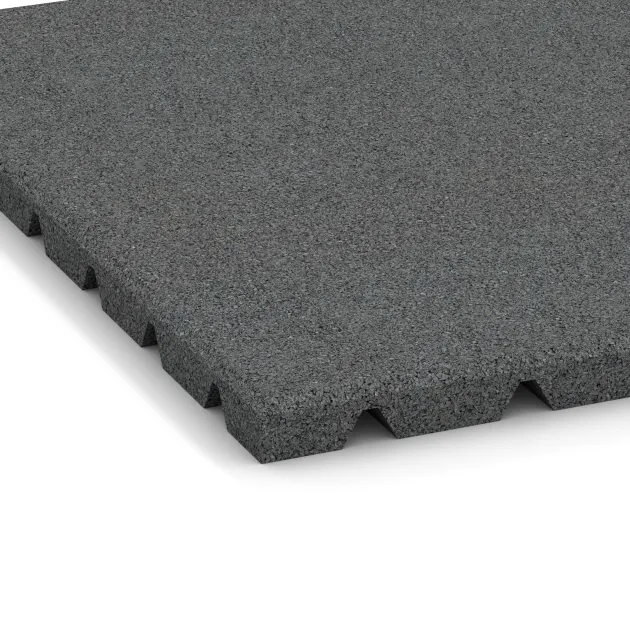 Detailaufnahme der Randausprägung von WARCO-Produkt 0529, Wandbeschermplaat, Format 500 x 500 x 25 mm, Farbe Leigrijs.