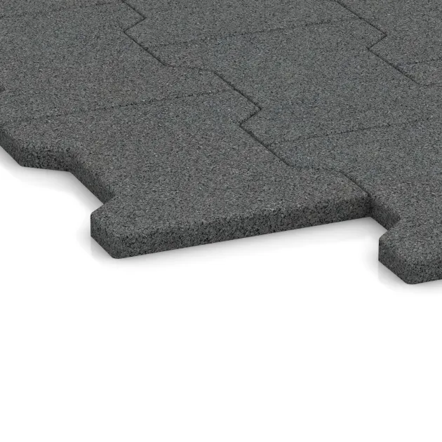 Detailaufnahme der Randausprägung von WARCO-Produkt 5194, Rubberen bestratingsmat, Format 1120 x 1000 x 17 mm, Farbe Leigrijs.
