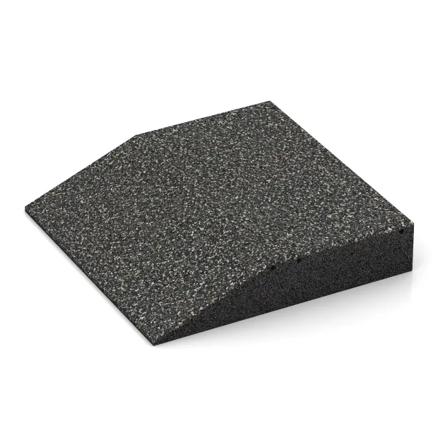 Detailaufnahme der Randausprägung von WARCO-Produkt 3819, Randplaat (één zijde afgeschuind), Format 500 x 500 x 100 mm, Farbe Donkergrijs Graniet.