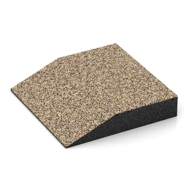 Detailaufnahme der Randausprägung von WARCO-Produkt 3810, Randplaat (één zijde afgeschuind), Format 500 x 500 x 100 mm, Farbe Travertin.