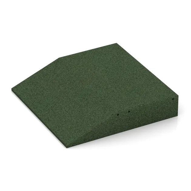 Detailaufnahme der Randausprägung von WARCO-Produkt 0459, Randplaat (één zijde afgeschuind), Format 500 x 500 x 100 mm, Farbe Grasgroen.