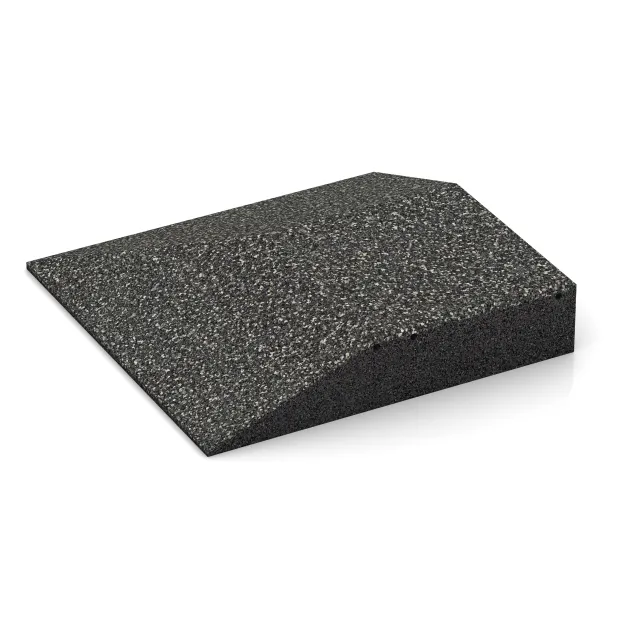 Detailaufnahme der Randausprägung von WARCO-Produkt 3833, Hoekpaneel (twee zijden afgeschuind), Format 500 x 500 x 100 mm, Farbe Donkergrijs Graniet.