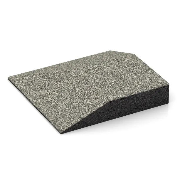 Detailaufnahme der Randausprägung von WARCO-Produkt 3830, Hoekpaneel (twee zijden afgeschuind), Format 500 x 500 x 100 mm, Farbe Lichtgrijs Graniet.