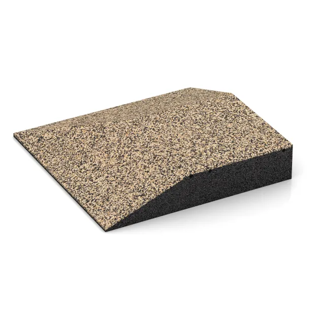 Detailaufnahme der Randausprägung von WARCO-Produkt 3822, Hoekpaneel (twee zijden afgeschuind), Format 500 x 500 x 100 mm, Farbe Travertin.