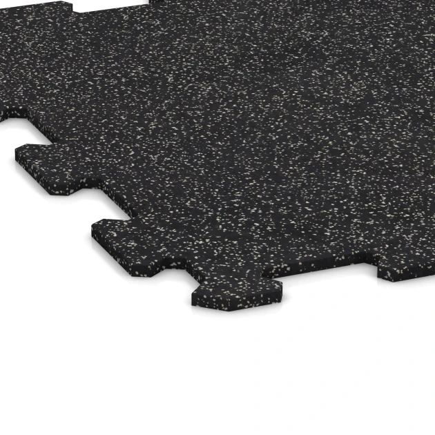 Detailaufnahme der Randausprägung von WARCO-Produkt 0920, Fitnessvloer Compact, Format 485 x 485 x 8 mm | 0,235 m², Farbe Licht Grijs Gespeckeld.