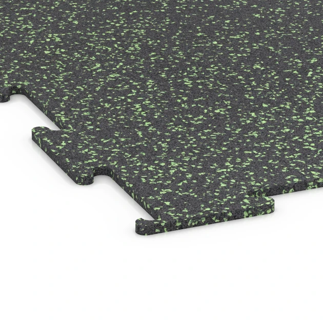Detailaufnahme der Randausprägung von WARCO-Produkt 6453, Fitnessvloer Compact, Format 100 × 100 × 0,8 cm, Farbe Licht Groen Gespikkeld.