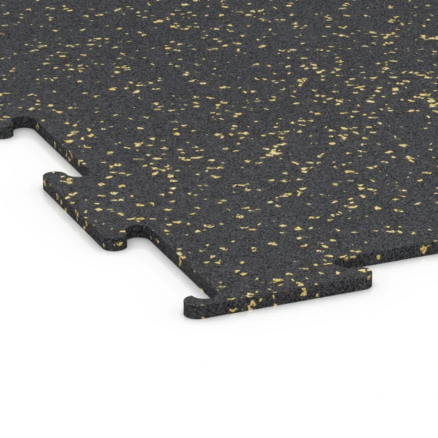 Detailaufnahme der Randausprägung von WARCO-Produkt 6454, Fitnessvloer Compact, Format 100 × 100 × 0,8 cm, Farbe Licht Geel Gesprenkelde.