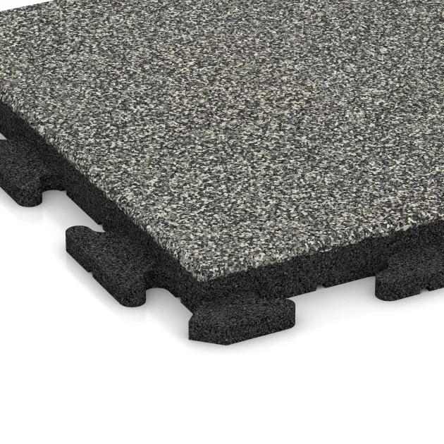 Detailaufnahme der Randausprägung von WARCO-Produkt 1298, Rubberen straattegels Classic, Format 500 x 500 x 40 mm, Farbe Grijs Graniet.