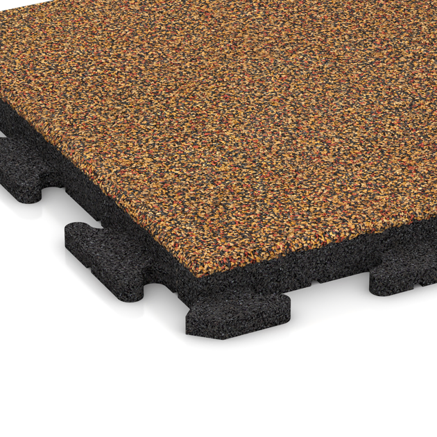 Detailaufnahme der Randausprägung von WARCO-Produkt 1301, Rubberen straattegels Classic, Format 500 x 500 x 40 mm, Farbe Terra Cotta.