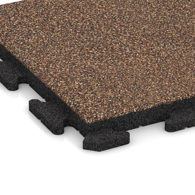 Detailaufnahme der Randausprägung von WARCO-Produkt 1302, Rubberen straattegels Classic, Format 500 x 500 x 40 mm, Farbe Schors & Bast.