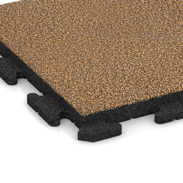Detailaufnahme der Randausprägung von WARCO-Produkt 1310, Rubberen straattegels Classic, Format 500 x 500 x 40 mm, Farbe Rattan Lounge.