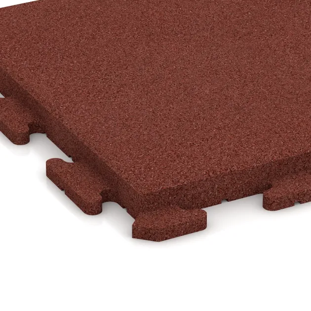 Detailaufnahme der Randausprägung von WARCO-Produkt 1387, Rubberen straattegels Classic, Format 500 x 500 x 40 mm, Farbe Baksteenrood.