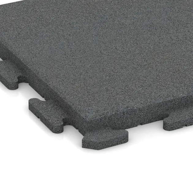 Detailaufnahme der Randausprägung von WARCO-Produkt 1389, Rubberen straattegels Classic, Format 500 x 500 x 40 mm, Farbe Leigrijs.